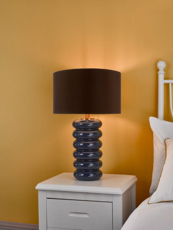 Niamh Table Lamp Blue Glass With Shade - Image 3