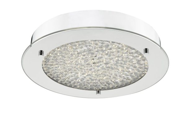 Peta Small LED Flush Polished Chrome & Crystal Beads IP44 - Image 2