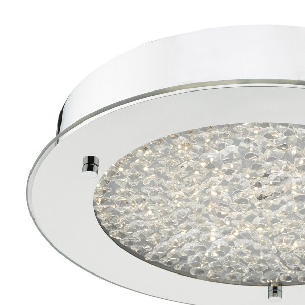 Peta Small LED Flush Polished Chrome & Crystal Beads IP44 - Image 5