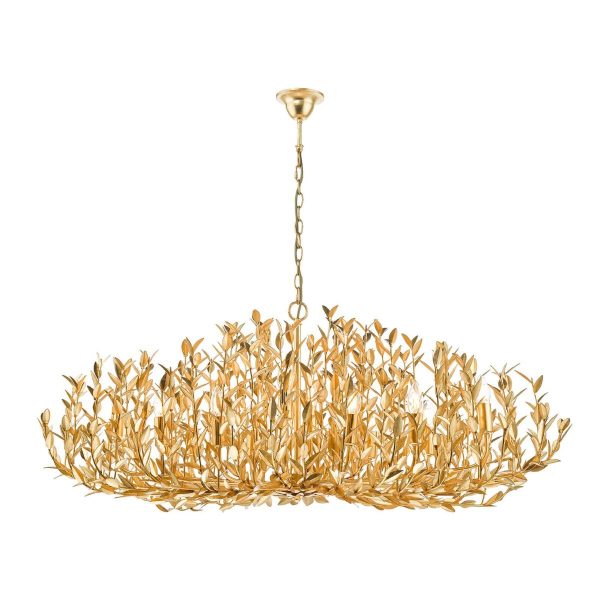 Silvius 12 Light Oval Pendant Gold Leaf