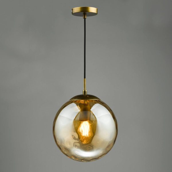 Ripple Single Pendant Bronze and Champagne Glass - Image 3