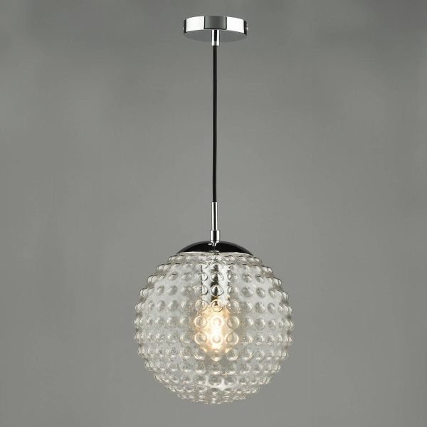 Hobnail Pendant Polished Chrome & Clear Glass - Image 3