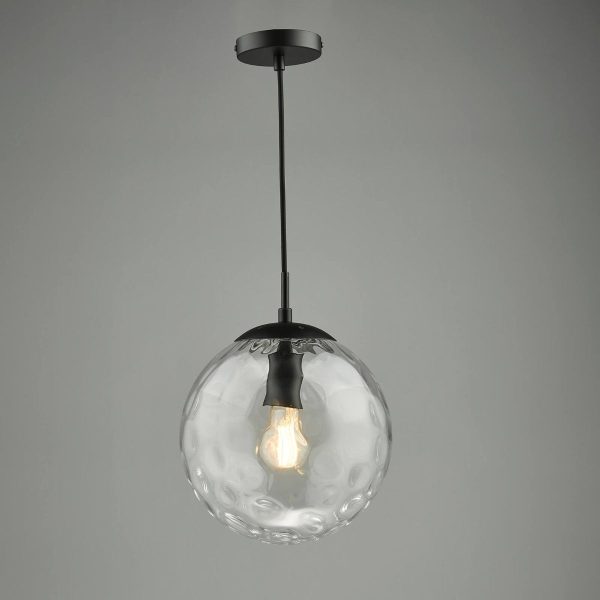 Ripple Pendant Matt Black & Clear Glass - Image 3