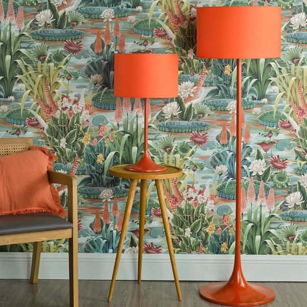 Toledo Floor Lamp Satin Orange With Shade - Image 8