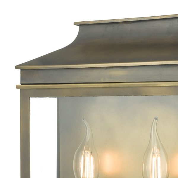 Vapour 2Lt Coach Lantern Wall Light Weathered Brass IP44 - Image 3