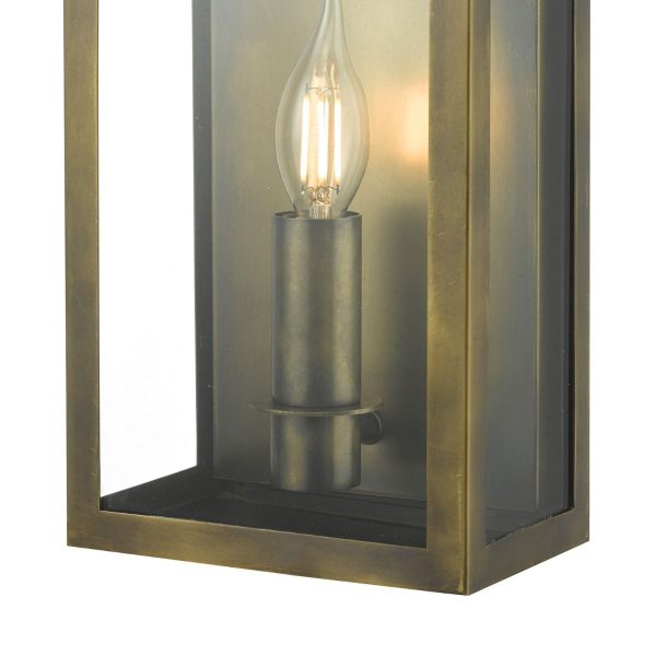 Vapour Coach Lantern Wall Light Weathered Brass IP44 - Image 2