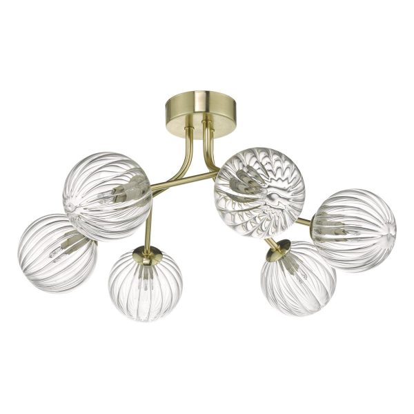 Yiska 6lt Semi Flush Gold & Glass - Image 2